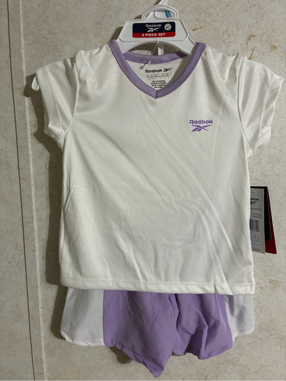 Reebok White Tee with Lavender Trim and Logo